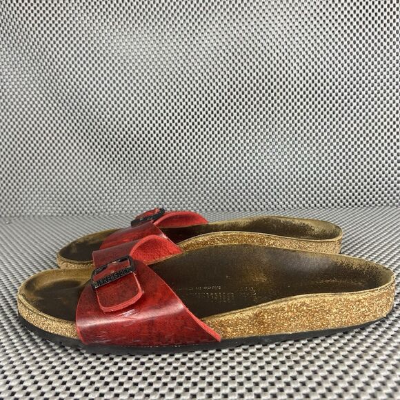 Birkenstock Madrid Sandals Womens 37 Red Buckle Slide On Casual Made In Germany - Picture 3 of 15